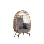 Fauteuil œuf en rotin surdimensionné d'extérieur 2 pièces avec pouf