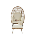 Fauteuil œuf en rotin surdimensionné d'extérieur 2 pièces avec pouf