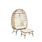 Fauteuil œuf en rotin surdimensionné d'extérieur 2 pièces avec pouf