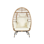Fauteuil œuf en rotin surdimensionné d'extérieur 2 pièces avec pouf