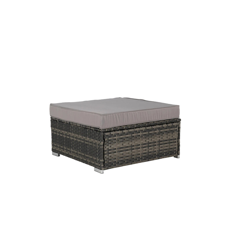 Ensemble de canapé d'angle d'extérieur 8 pièces avec coussins lavables et table basse en verre
