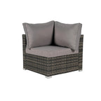 Ensemble de canapé d'angle d'extérieur 8 pièces avec coussins lavables et table basse en verre