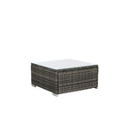 Ensemble de canapé d'angle d'extérieur 8 pièces avec coussins lavables et table basse en verre