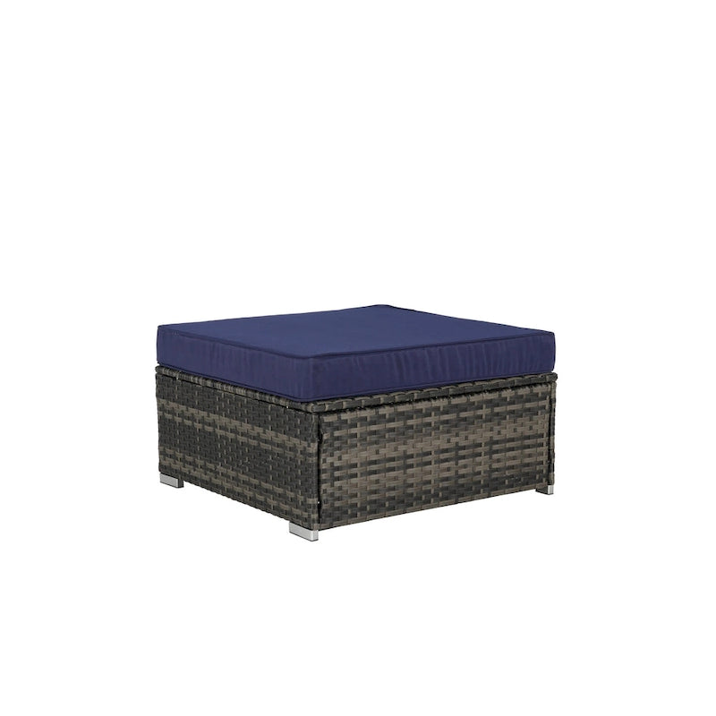 Ensemble de canapé d'angle d'extérieur 8 pièces avec coussins lavables et table basse en verre