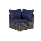 Ensemble de canapé d'angle d'extérieur 8 pièces avec coussins lavables et table basse en verre