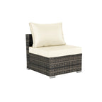 Ensemble de canapé d'angle d'extérieur 8 pièces avec coussins lavables et table basse en verre
