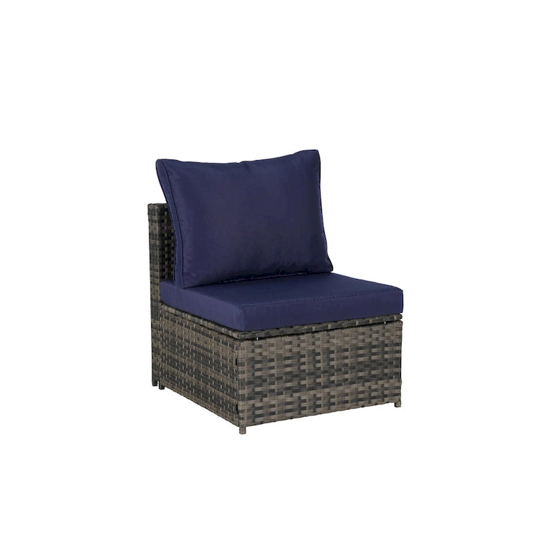 Ensemble de lit de repos d'extérieur 5 pièces en osier avec auvent rétractable et table encastrable