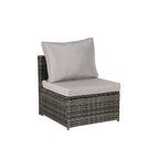 Ensemble de lit de repos d'extérieur 5 pièces en osier avec auvent rétractable et table encastrable