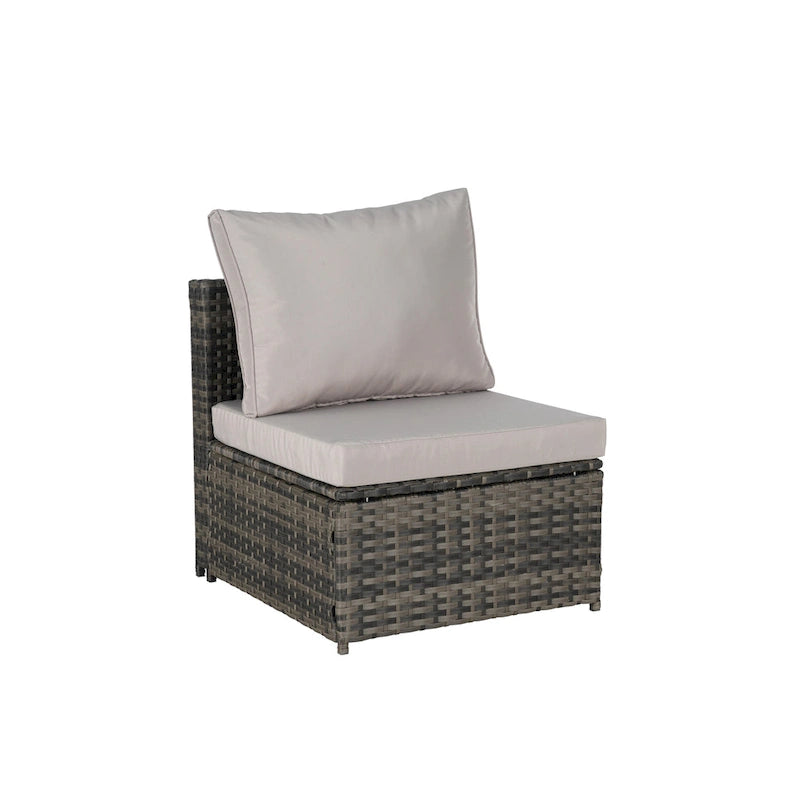Ensemble de lit de repos d'extérieur 5 pièces en osier avec auvent rétractable et table encastrable