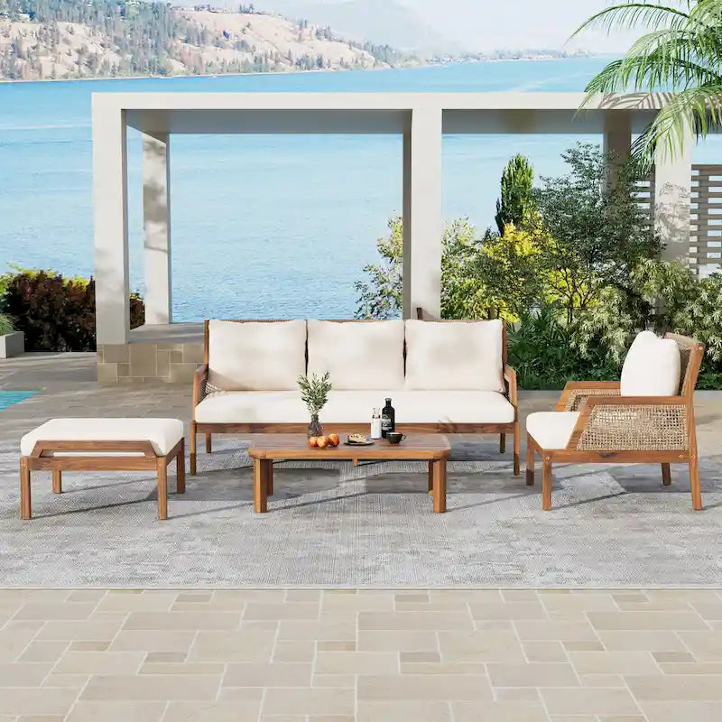 Christopher Knight Home - Malachi Outdoor Acacia Wood 4-Pieces Chat Set