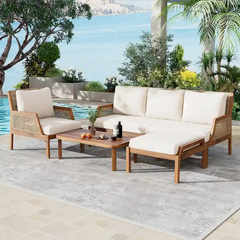 Christopher Knight Home - Set da conversazione Malachi da esterno a 4 pezzi in legno di acacia