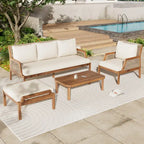 Christopher Knight Home - Set da conversazione Malachi da esterno a 4 pezzi in legno di acacia
