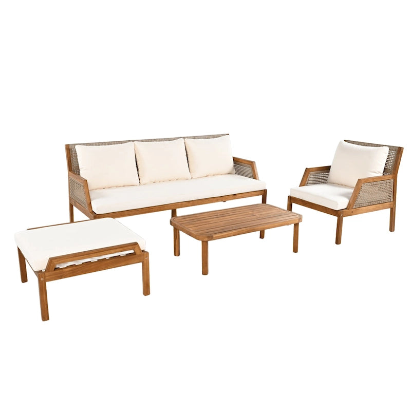 Christopher Knight Home - Set da conversazione Malachi da esterno a 4 pezzi in legno di acacia