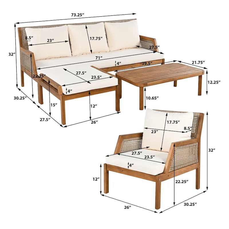 Christopher Knight Home - Set da conversazione Malachi da esterno a 4 pezzi in legno di acacia
