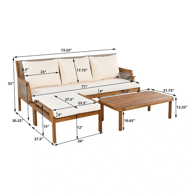 Christopher Knight Home - Set da conversazione Malachi da esterno a 4 pezzi in legno di acacia