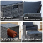 Set da 5 Pezzi da Esterno con Poltrone e Pouf in Wicker e Tavolino