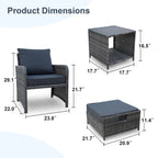 Set da 5 Pezzi da Esterno con Poltrone e Pouf in Wicker e Tavolino