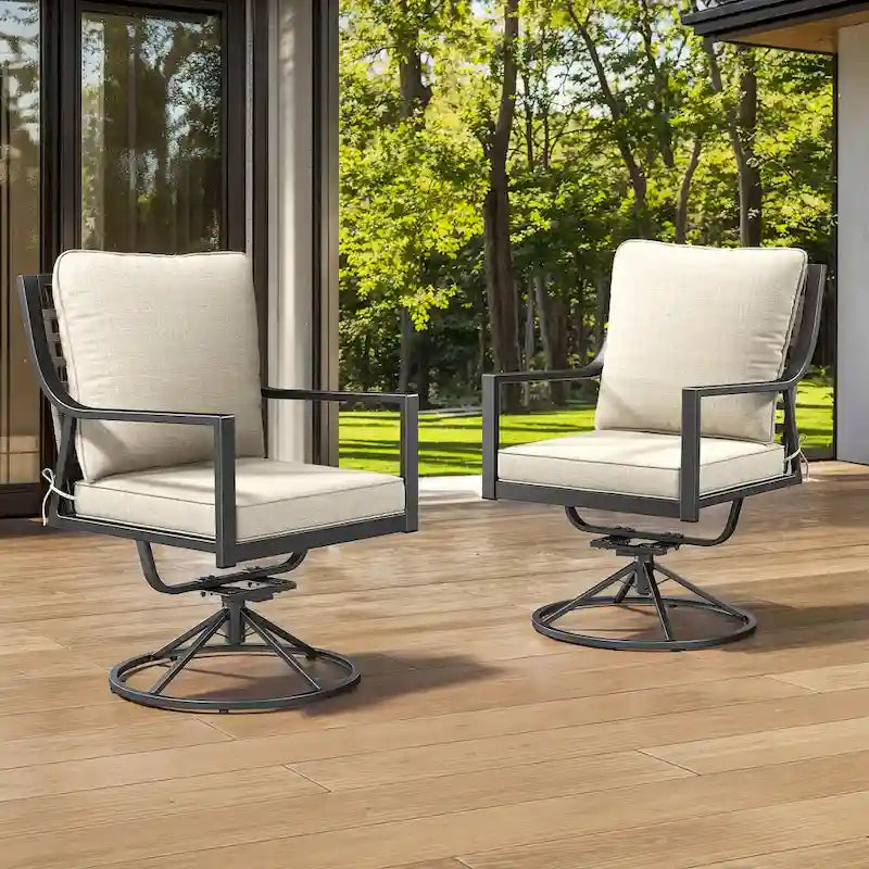 Gymojoy Patio Swivel Dining Chairs Set of 2, Outdoor 360 Swivel & 15 Rocking Chairs with All-Weather Textilene Fabric