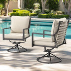 Gymojoy - Lot de 2 chaises de salle à manger pivotantes pour patio, chaises d'extérieur pivotantes à 360° et inclinables à 15° avec tissu Textilene résistant aux intempéries