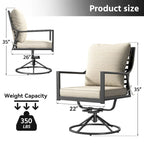 Gymojoy - Lot de 2 chaises de salle à manger pivotantes pour patio, chaises d'extérieur pivotantes à 360° et inclinables à 15° avec tissu Textilene résistant aux intempéries