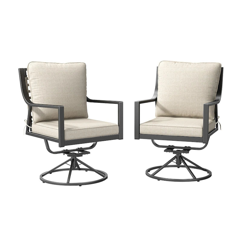 Gymojoy - Lot de 2 chaises de salle à manger pivotantes pour patio, chaises d'extérieur pivotantes à 360° et inclinables à 15° avec tissu Textilene résistant aux intempéries