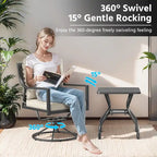 Gymojoy - Lot de 2 chaises de salle à manger pivotantes pour patio, chaises d'extérieur pivotantes à 360° et inclinables à 15° avec tissu Textilene résistant aux intempéries