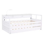 Whisen Twin XL Daybed in Legno con 2 Letti Estraibili, 3 Vani portaoggetti, 1 Luce Gratuita e USB per la Ricarica