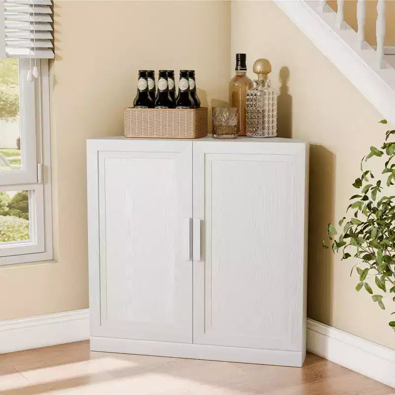 Mobile ad Angolo Dovelina con Ripiani Regolabili Credenza Buffet Vetrinetta Vino Mobile da Cucina e Sala da Pranzo con Ante in Legno - 31H x 31W, 36H x 31W