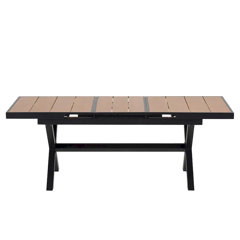 Set da pranzo da esterno allungabile a 7 pezzi con tavolo allungabile e 6 sedie con braccioli