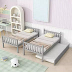 Lit superposé moderne en bois, double sur double avec lit gigogne, convertible en 2 lits