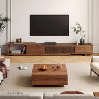 Meuble TV rétractable et extensible moderne avec 4 tiroirs, jusqu'à 261,62 cm - 78,54P x 15,74L x 13,78H
