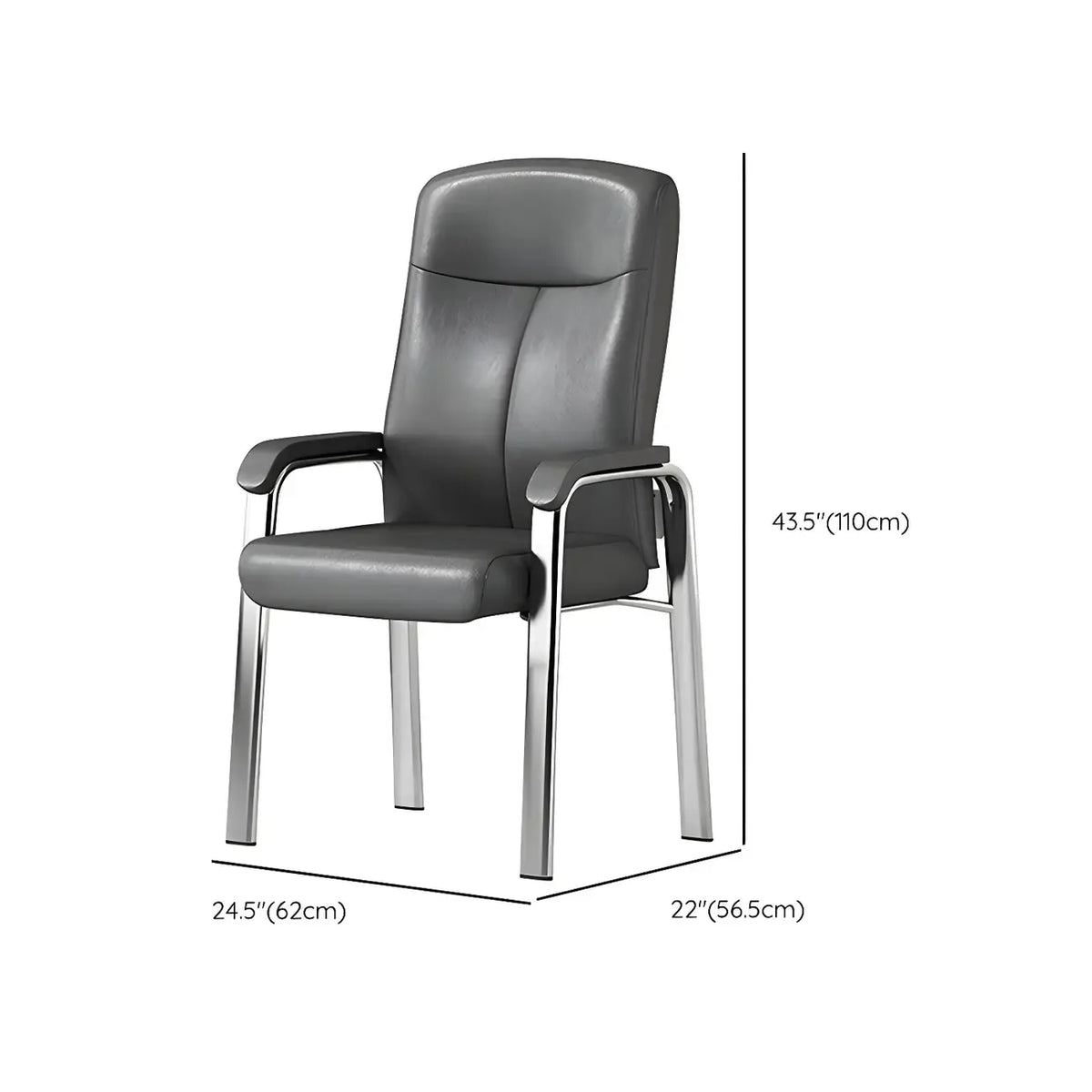 Sedia da ufficio HomeyFad moderna in pelle e metallo a 4 gambe con braccioli