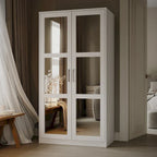 Armadio Urban a 2 ante in 100% legno massello con ante piene e a specchio