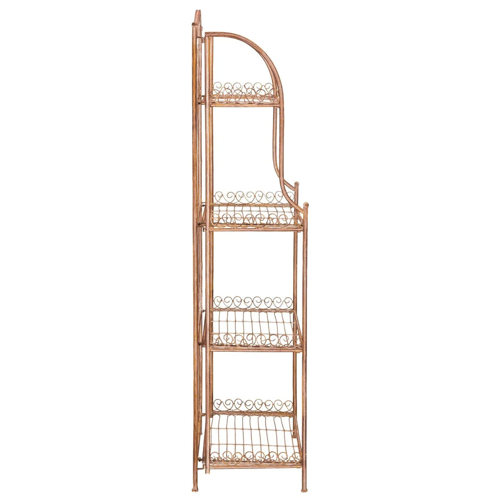 SAFAVIEH Bryn Scaffale da panettiere da esterno a 4 ripiani in ferro battuto vittoriano - 25 pollici L x 15 pollici P x 63 pollici H - 25 L x 15 P x 63 H
