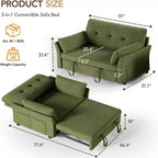 Dyonery Divano Letto Convertibile 3-in-1, Divano Letto Estraibile con Tasca Laterale e Schienale Regolabile, Montaggio Senza Attrezzi, Divanetto Pieghevole