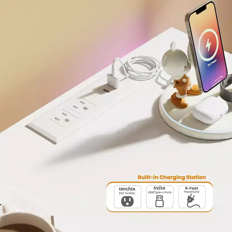Comò a 9 cassetti per camera da letto, cassettiera con stazione di ricarica e luci LED, armadio doppio in legno, comò moderno porta TV