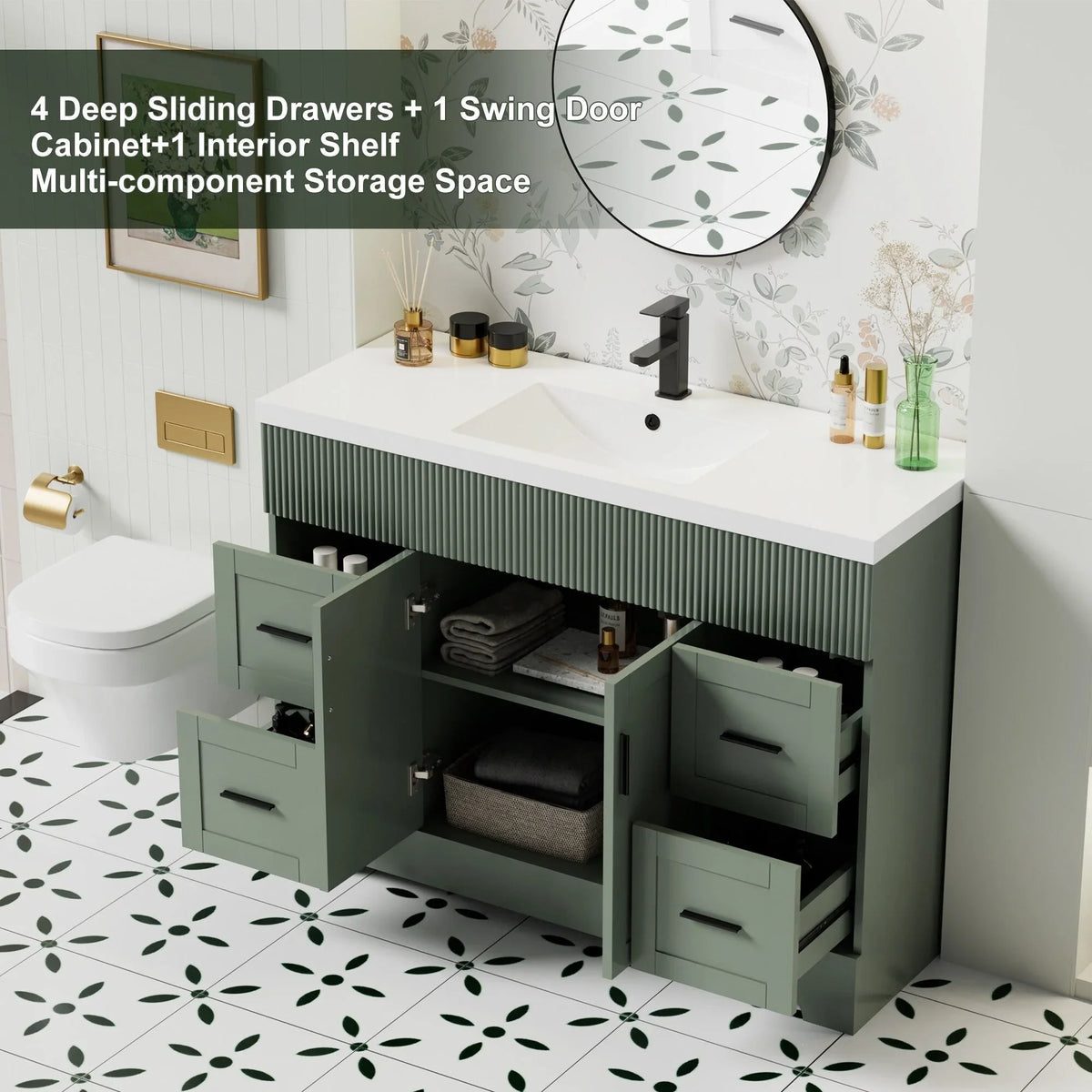 Mobile bagno 30/36/48 Wavy Line con lavabo e rubinetto