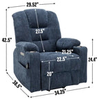 Poltrona Reclinabile Power Lift con Massaggio e Calore, Poltrone Reclinabili Larghe Imbottite Lazy Boy con USB, Porte Type C e 2 Portabicchieri in Acciaio
