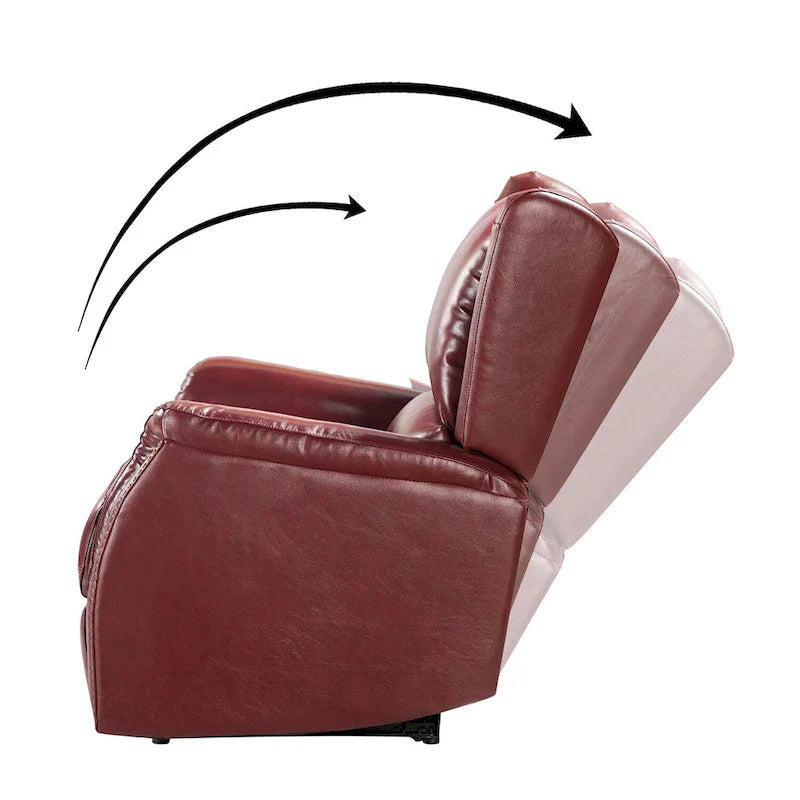 Poltrona reclinabile elettrica in vera pelle con porta USB – Set da 2, schienale alto con borchie