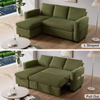 Divano Letto Estraibile 2 in 1 Dyonery con Chaise Longue Contenitore e USB, Divano Angolare in Velluto a Coste per Soggiorno