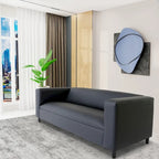 Divano a 3 posti in stile Mid-Century Modern, similpelle, struttura in legno massello, imbottito