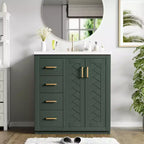 Mobile bagno singolo da 76 cm con lavabo, armadietto e 3 cassetti – Nero / Blu / Verde / Indaco / Bianco