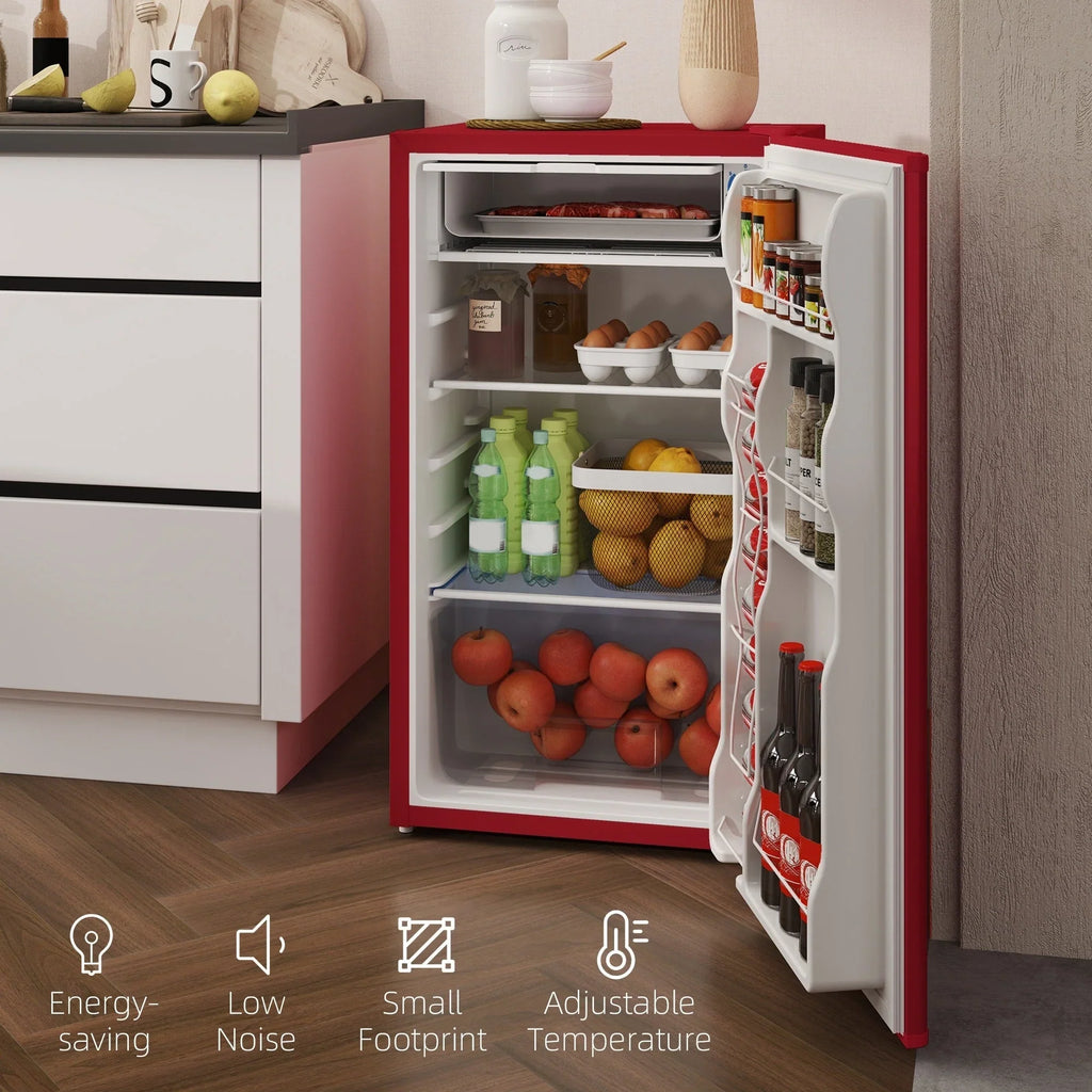 Mini Frigo da 90 litri con congelatore, Frigorifero Compatto Monoporta con Termostato Regolabile per Camera da Letto