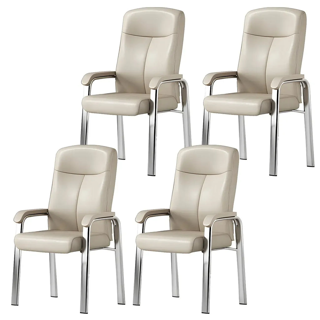Sedia da ufficio HomeyFad moderna in pelle e metallo a 4 gambe con braccioli