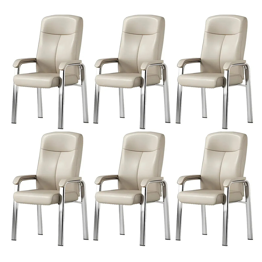 Sedia da ufficio HomeyFad moderna in pelle e metallo a 4 gambe con braccioli