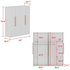 Armadio moderno freestanding in legno massiccio con ripiani