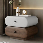 Comodino moderno bicolore con cassetti contenitori