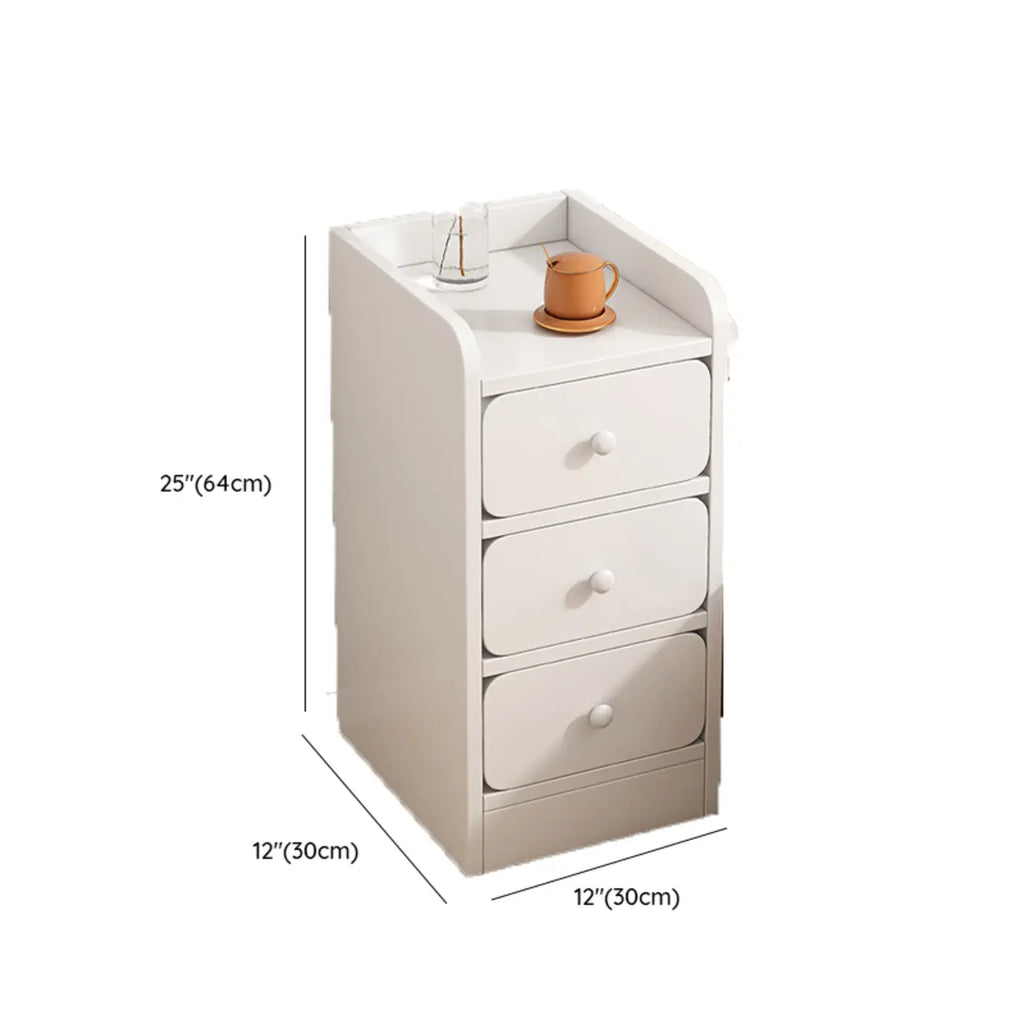 Comodino Semplice Bianco in Legno Naturale a 2 Cassetti