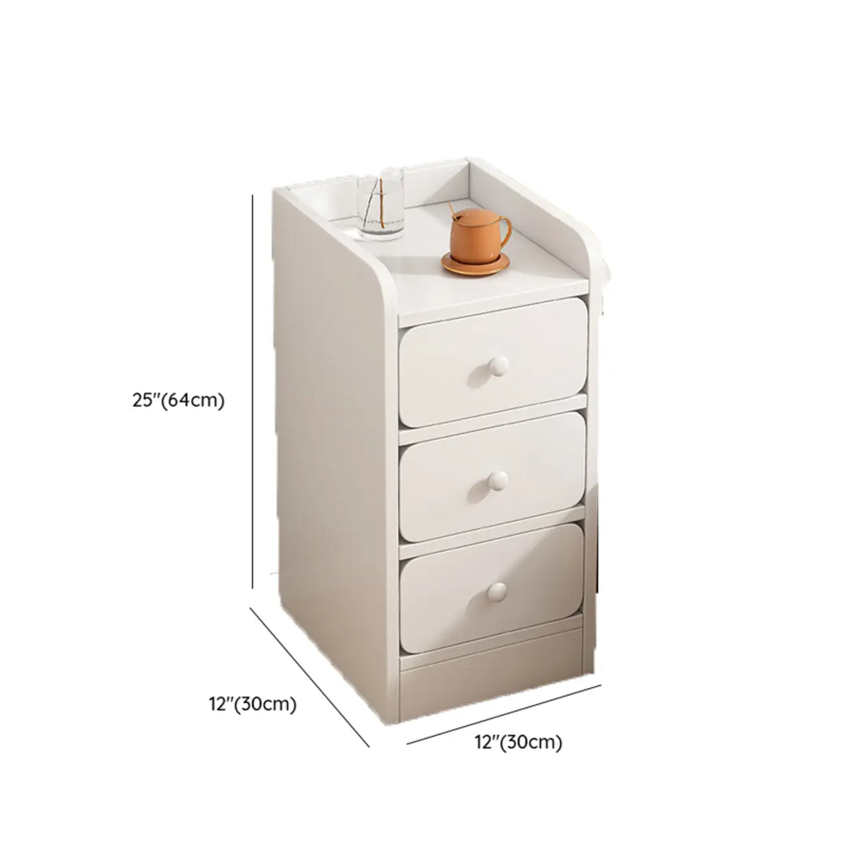 Comodino Semplice Bianco in Legno Naturale a 2 Cassetti
