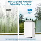 Climatiseur portable 10 000 BTU, Climatiseur de maison avec télécommande pour pièce jusqu'à 42 m², fonctions 3-en-1/minuterie 24h/roulettes
